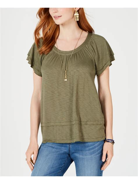 Style & Co. - STYLE & COMPANY Womens Green Short Sleeve Scoop Neck 