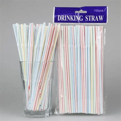 100pcs Disposable Drinking Straws Bendable Double Elbow Bar Home