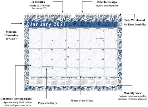 2021 Monthly Spiral Bound Calendar Edition 021