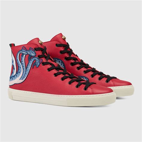 Leather High Top With Dragon Gucci Mens Sneakers 463474bxoa06470
