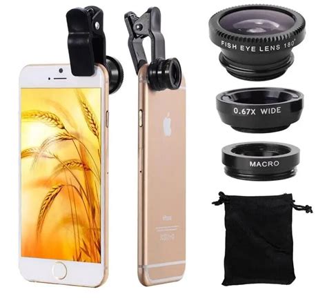 New Universal 3in1 Clip On Fish Eye Lenses Wide Angle Macro Mobile