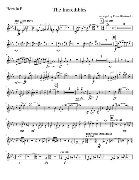 The Incredibles French Horn Sheet Music For French Horn Solo 5da