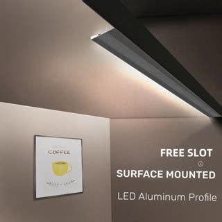 Invisible H Mm Led Oblique Beam Aluminum Profile Surface Mounted Ultra Thin Cabinet Layer Edge