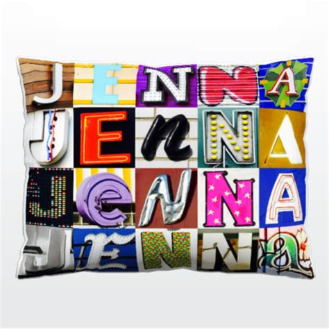 personalized pillow featuring the name jenna in photos of sign letters ebay
