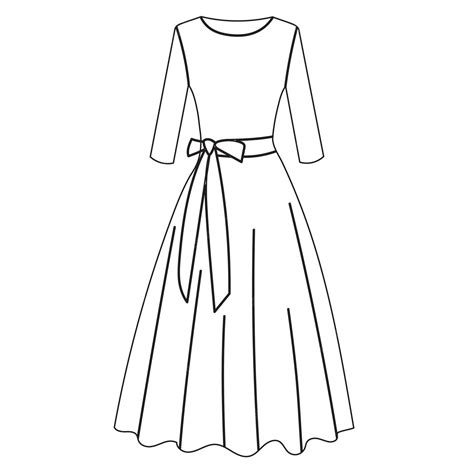 Premium Vector Female Dress Contour Sketch Isolated