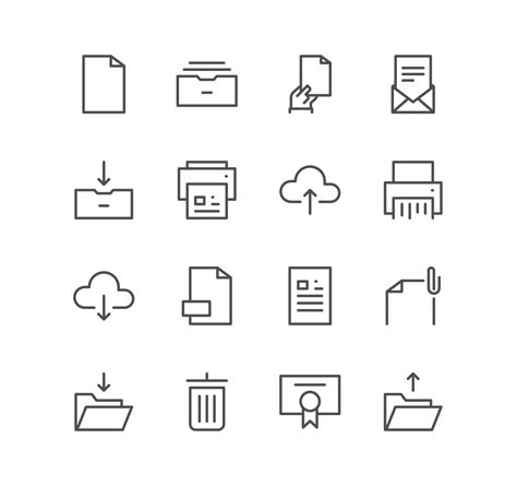 Set of business and technology icons, print, mail, upload, cloud