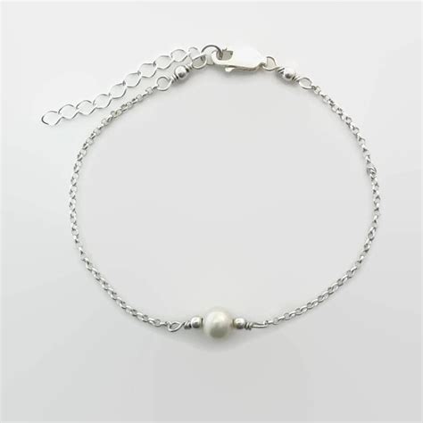 Single Freshwater Pearl Bracelet Anklet Sterling Silver Etsy