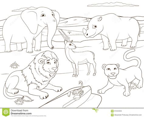 Savanna (african) animals coloring page. Coloring Book Educational Game For Children Stock Vector ...