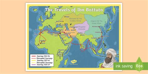 Ibn Battuta Map For Kids History Twinkl Teacher Made