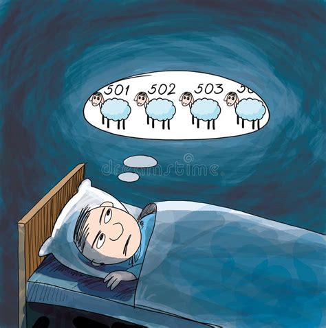 Insomnia Man Counting Sheep Stock Illustration Illustration Of Solitude Stress 28477953