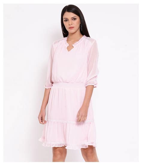 Oxolloxo Polyester Pink A Line Dress Buy Oxolloxo Polyester Pink A