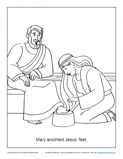 Mary Anointing Jesus Feet Coloring Page On Sunday School Zone