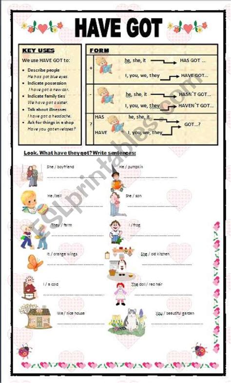 Have Got Esl Worksheet By Paola