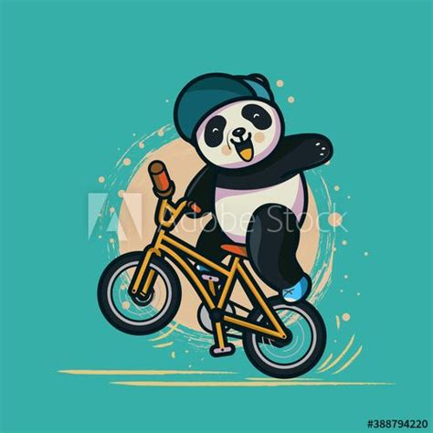 Panda Riding A Bike Vector Cartoon Illustration Stock Vector Bike