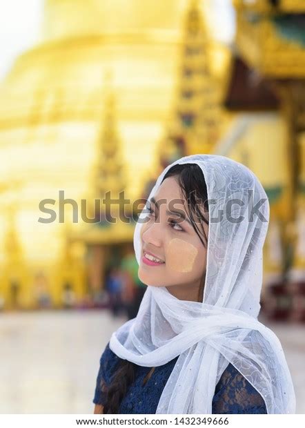 Beautiful Myanmar Woman Yangon Myanmarvintage Style Stock Photo