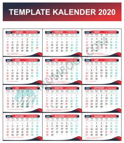 Download Template Kalender 2020 Crd Lengkap Dengan Jawa And Tanggal Merah