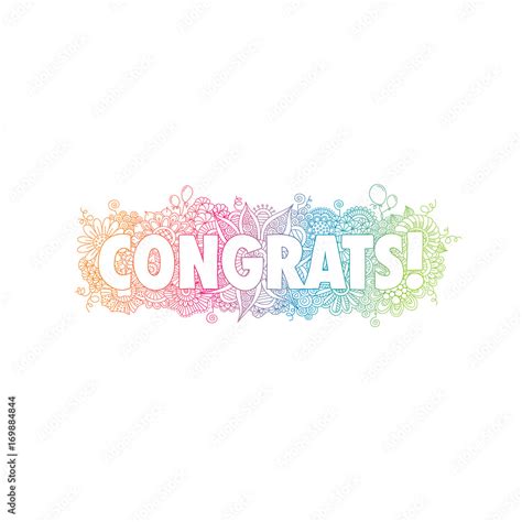 Congratulations Doodle Vector Illustration With The Word Congrats