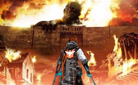 A smartphone social game, titled attack on titan: Skins de Shingeki no Kyojin x Free Fire