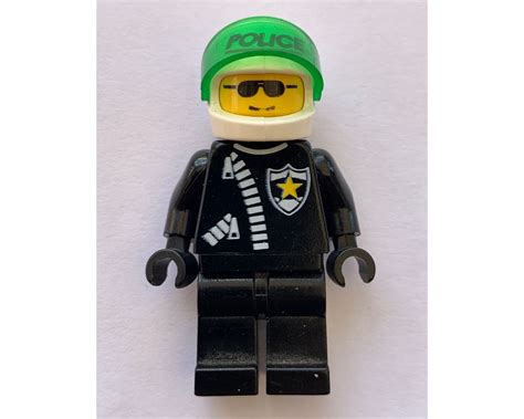 Lego Set Fig 000999 Policeman Black Jacket With Zipper And Badge