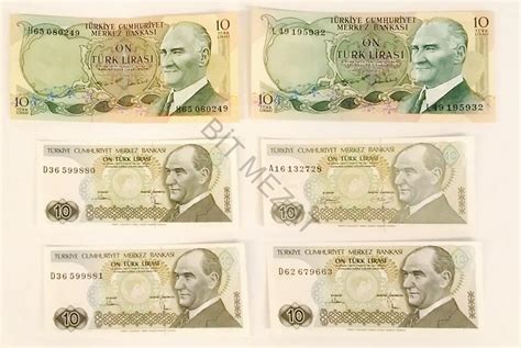 Kağıt Para 10 Türk Lirası 2 Farklı Edisyon 6 Adet Banknot