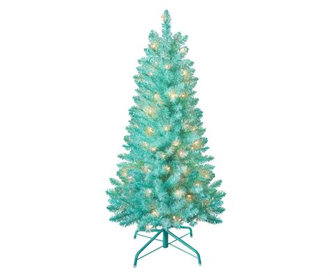 Winter Wonder Lane 4 Turquoise Pre Lit Tinsel Tree With Clear Lights