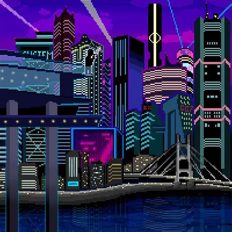 Cyberpunk City First Pixel Art I Made Rpixelart