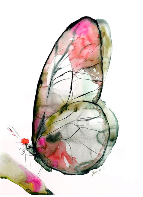 Butterfly Watercolor Art Print Green And Pink Nature Room Decor Etsy