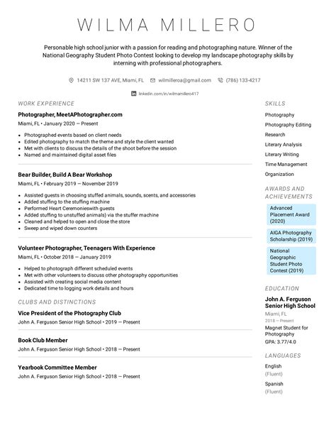 High School Student Resume Example And Writing Tips For 2022