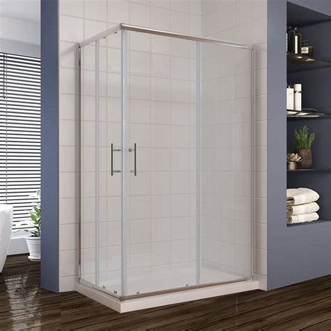 buy elegant 1200 x 800 mm sliding corner entry shower enclosure 6mm extra toughened safety glass