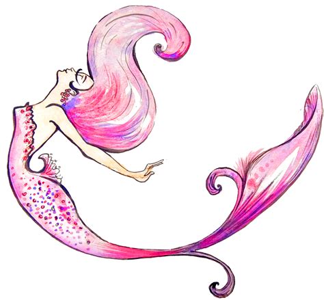 Mermaid Illustration Purple Mermaid Png Download 30002779 Free