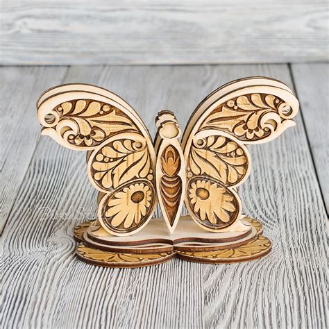 Wooden Paper Napkin Holder Butterfly Letter Or Mail Desk Etsy