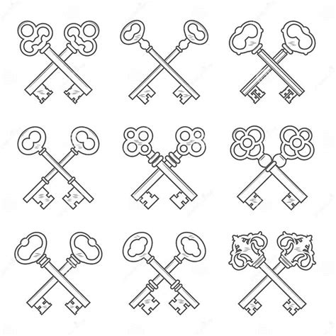 Set Of Crossed Keys Design Elements Vector Stock Vector Illustration