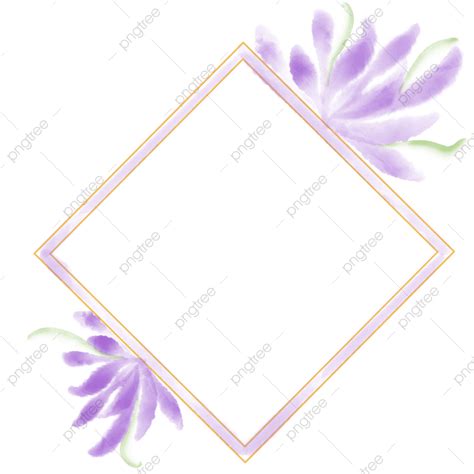 Elegant Wedding Border PNG Transparent Border Watercolor Purple Leaves Wedding Rectangle