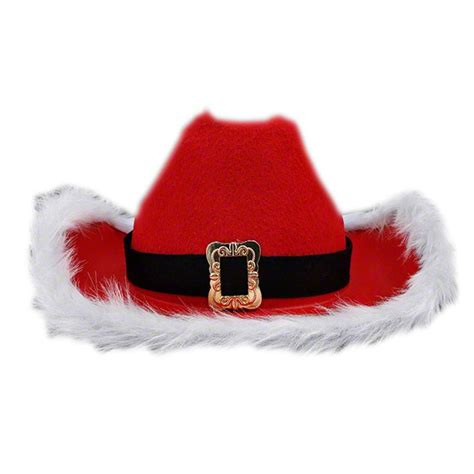 Non Light Up Christmas Cowboy Red Santa Clause Western Holiday Hat
