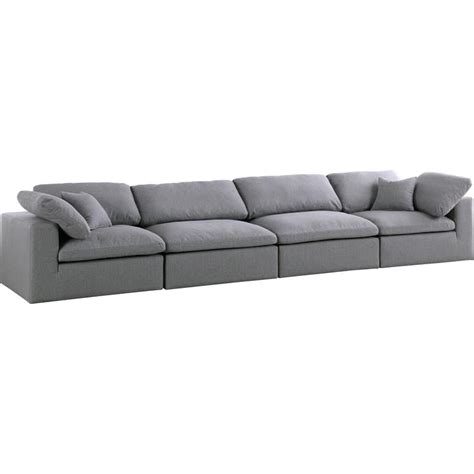 Meridian Furniture Serene Gray Durable Linen Fabric Deluxe Cloud