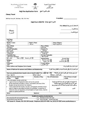 Fillable Online Classytravel Hajj Visa Application Form Fax Email Print