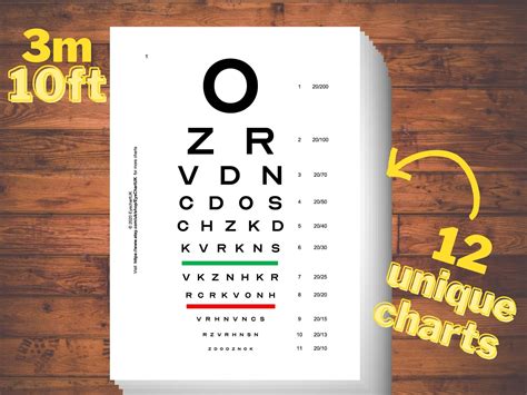 A4 Snellen Chart Pdf Download Free Eye Charts A4 Letter Size 6 Meter