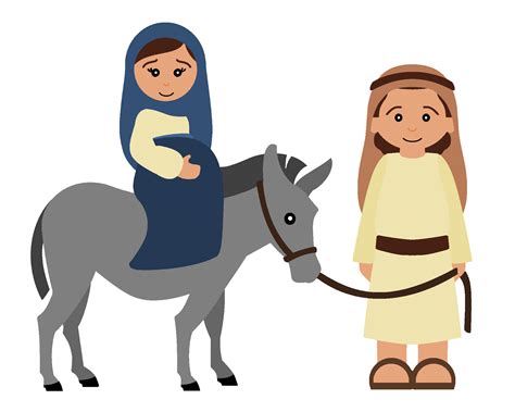 Pregnant Virgin Mary On Donkey And Joseph Drawing Free Image Download