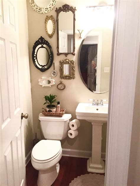 The key is maximizing space, and we've got some decorating answers to share with you. Small bathroom decor, powder room, farmhouse style, mirror ...