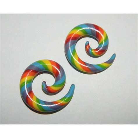 Rainbow Spiral Gauges 2g 8 Liked On Polyvore Rainbow Spiral