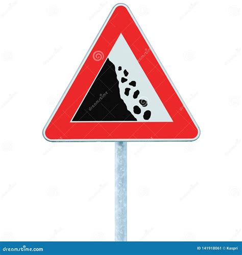 Falling Rocks Ahead Road Sign Stock Photography