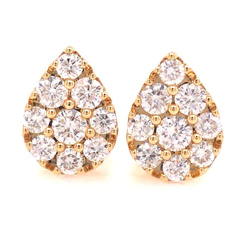 K Diamond Pear Shape Cluster Earring Yellow Gold Ebay