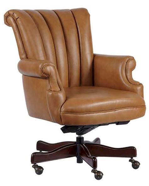 This design has been crafted with faux leather. Hekman Tan Leather Executive Chair HE-79251T