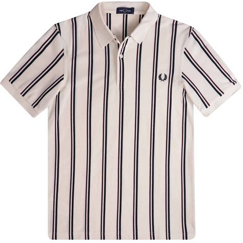 Fred Perry Vertical Stripe Polo Shirt Ecru M4606