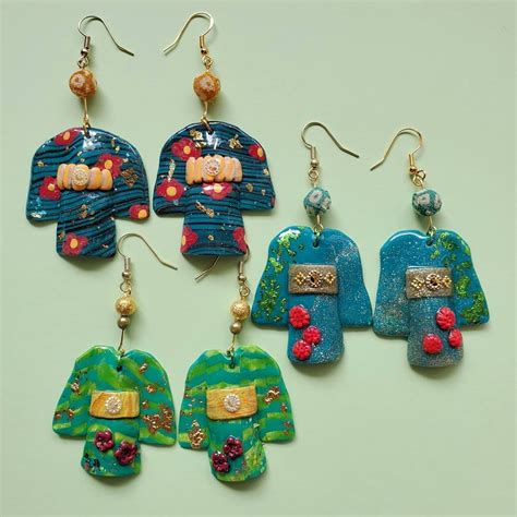 Handmade Clay Earrings By 霞 On Instagram Green Kimono Earrings 💚