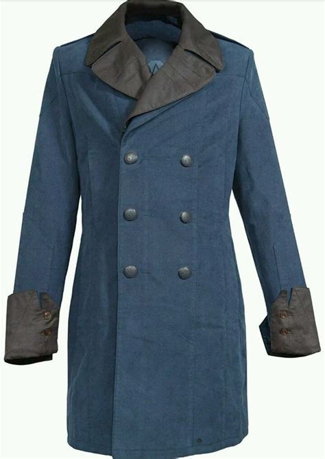 Assassins Creed Mens Trench Coat Arno Blue Cotton Cosplay Costume