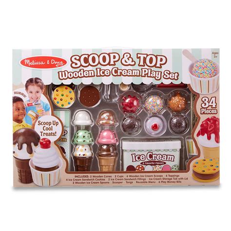 Melissa And Doug Scoop And Top Wooden Ice Cream Play Set Play Ice Cream