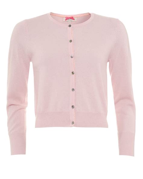 Cocoa Cashmere Womens Cardigan Baby Pink Cropped Button Up Knit