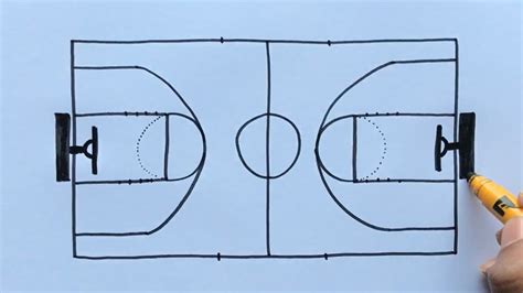 How To Draw A Basketball Court Step By Step Youtube