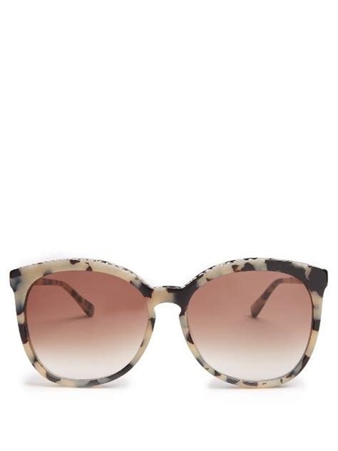 Stella Mccartney Chain Embellished Round Frame Acetate Sunglasses In Tortoiseshell Modesens